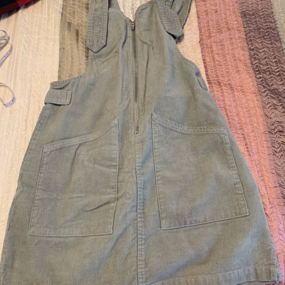 Wild Fable Overall Style Dress Corduroy Short Retro V Back Green XS
